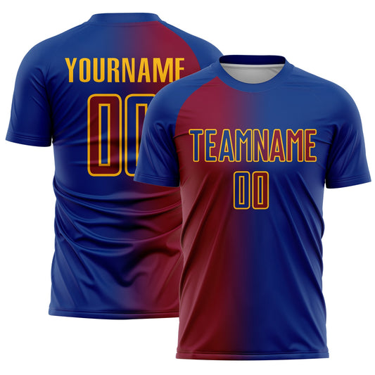 Custom Royal Maroon-Gold Sublimation Gradient Fashion Soccer Uniform Jersey - Sky-Custom