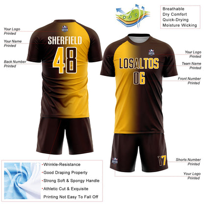 Custom Brown Gold-Cream Sublimation Gradient Fashion Soccer Uniform Jersey - Sky-Custom
