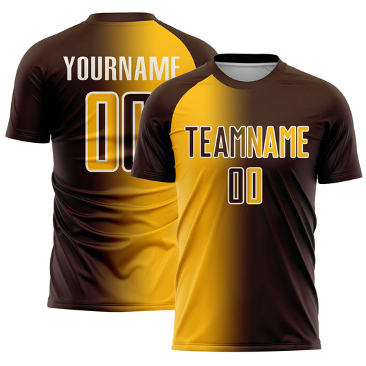 Custom Brown Gold-Cream Sublimation Gradient Fashion Soccer Uniform Jersey - Sky-Custom