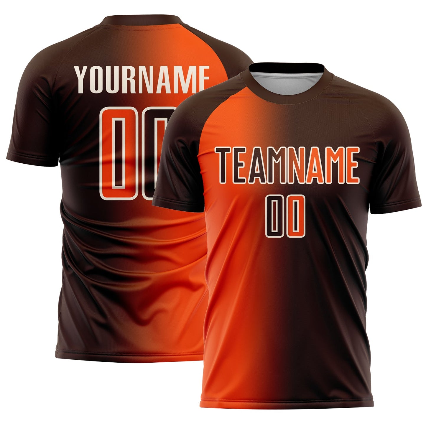 Custom Brown Orange-Cream Sublimation Gradient Fashion Soccer Uniform Jersey - Sky-Custom