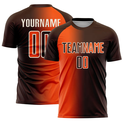 Custom Brown Orange-Cream Sublimation Gradient Fashion Soccer Uniform Jersey - Sky-Custom