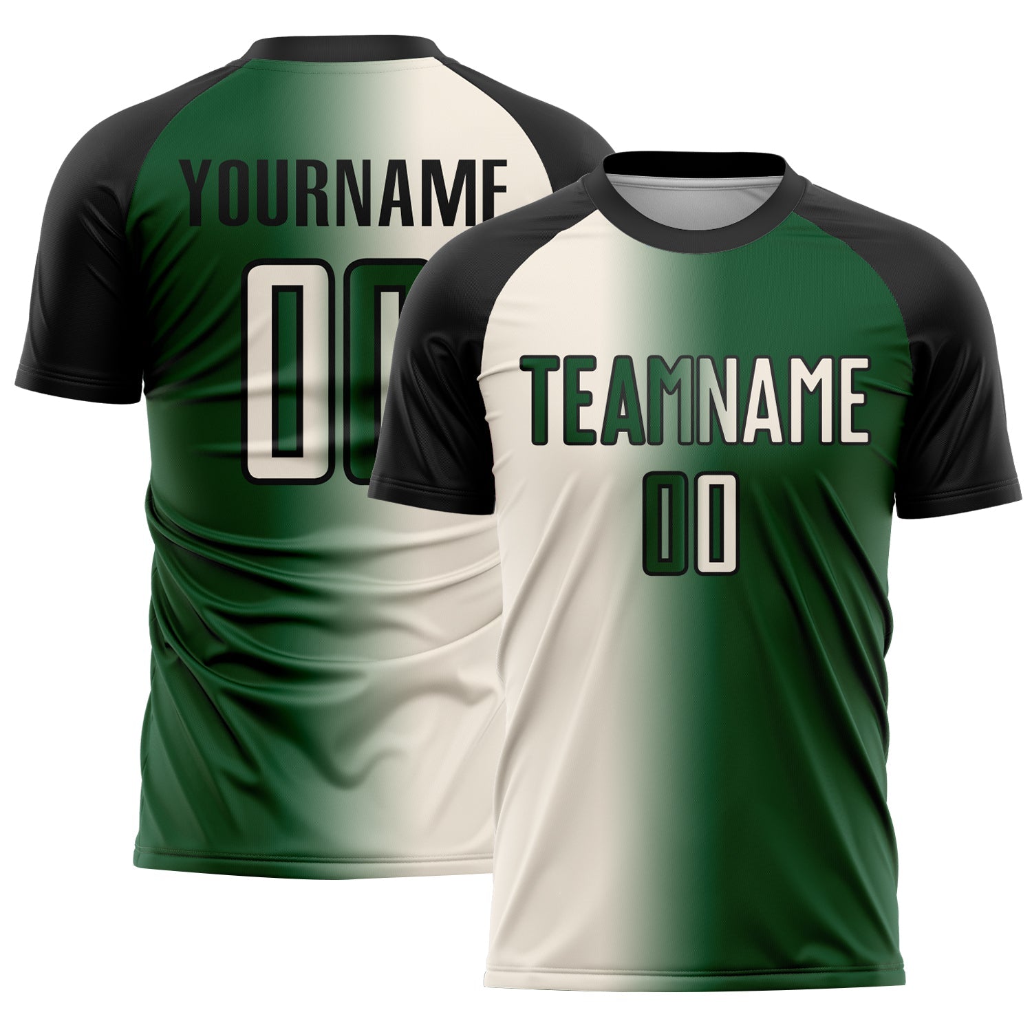 Custom Green Cream-Black Sublimation Gradient Fashion Soccer Uniform Jersey - Sky-Custom