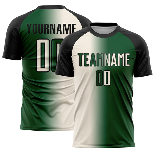 Custom Green Cream-Black Sublimation Gradient Fashion Soccer Uniform Jersey - Sky-Custom