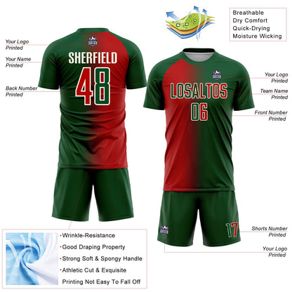 Custom Green Red-Cream Sublimation Gradient Fashion Soccer Uniform Jersey - Sky-Custom