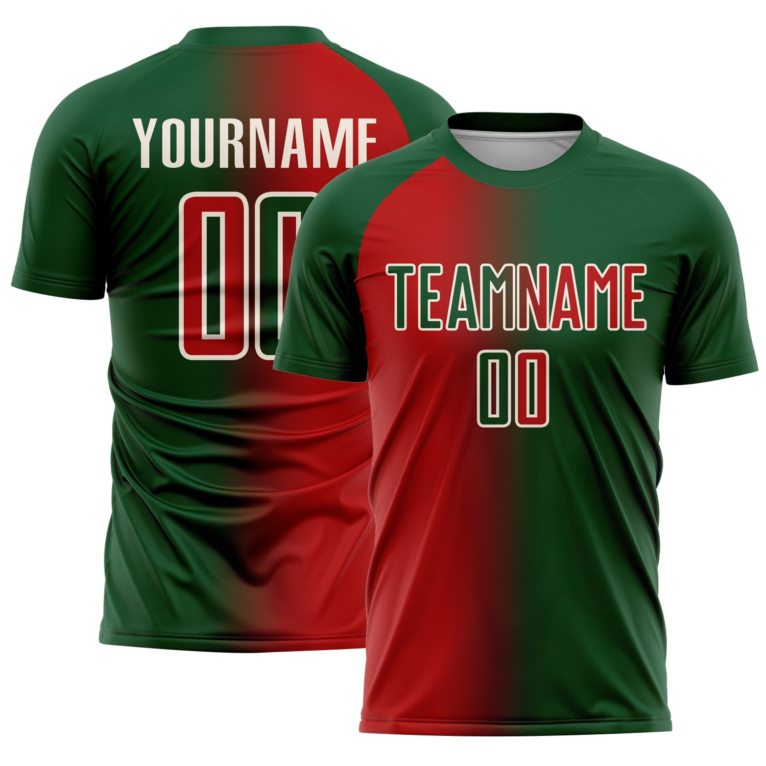 Custom Green Red-Cream Sublimation Gradient Fashion Soccer Uniform Jersey - Sky-Custom