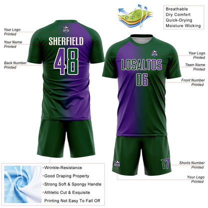 Custom Green Purple-Cream Sublimation Gradient Fashion Soccer Uniform Jersey - Sky-Custom