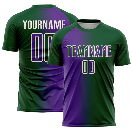 Custom Green Purple-Cream Sublimation Gradient Fashion Soccer Uniform Jersey - Sky-Custom