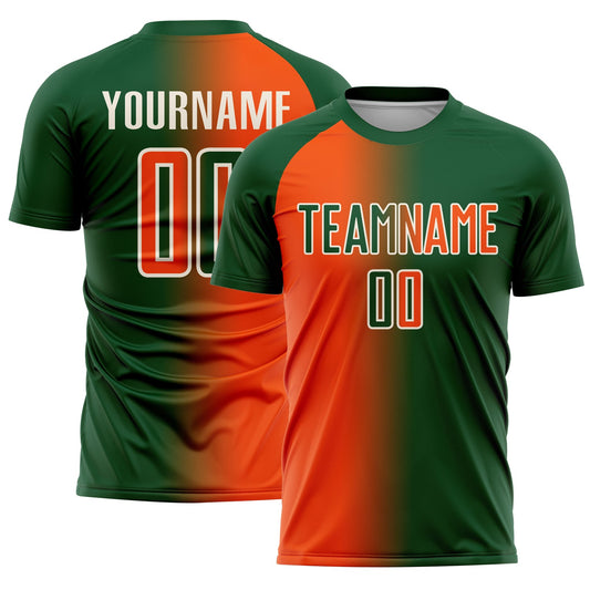 Custom Green Orange-Cream Sublimation Gradient Fashion Soccer Uniform Jersey - Sky-Custom