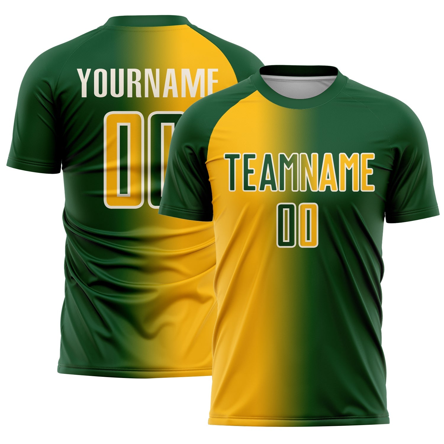Custom Green Gold-Cream Sublimation Gradient Fashion Soccer Uniform Jersey - Sky-Custom