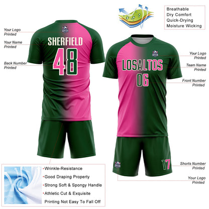 Custom Green Pink-Cream Sublimation Gradient Fashion Soccer Uniform Jersey - Sky-Custom