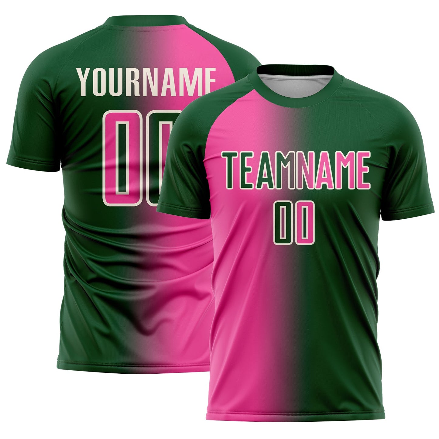 Custom Green Pink-Cream Sublimation Gradient Fashion Soccer Uniform Jersey - Sky-Custom