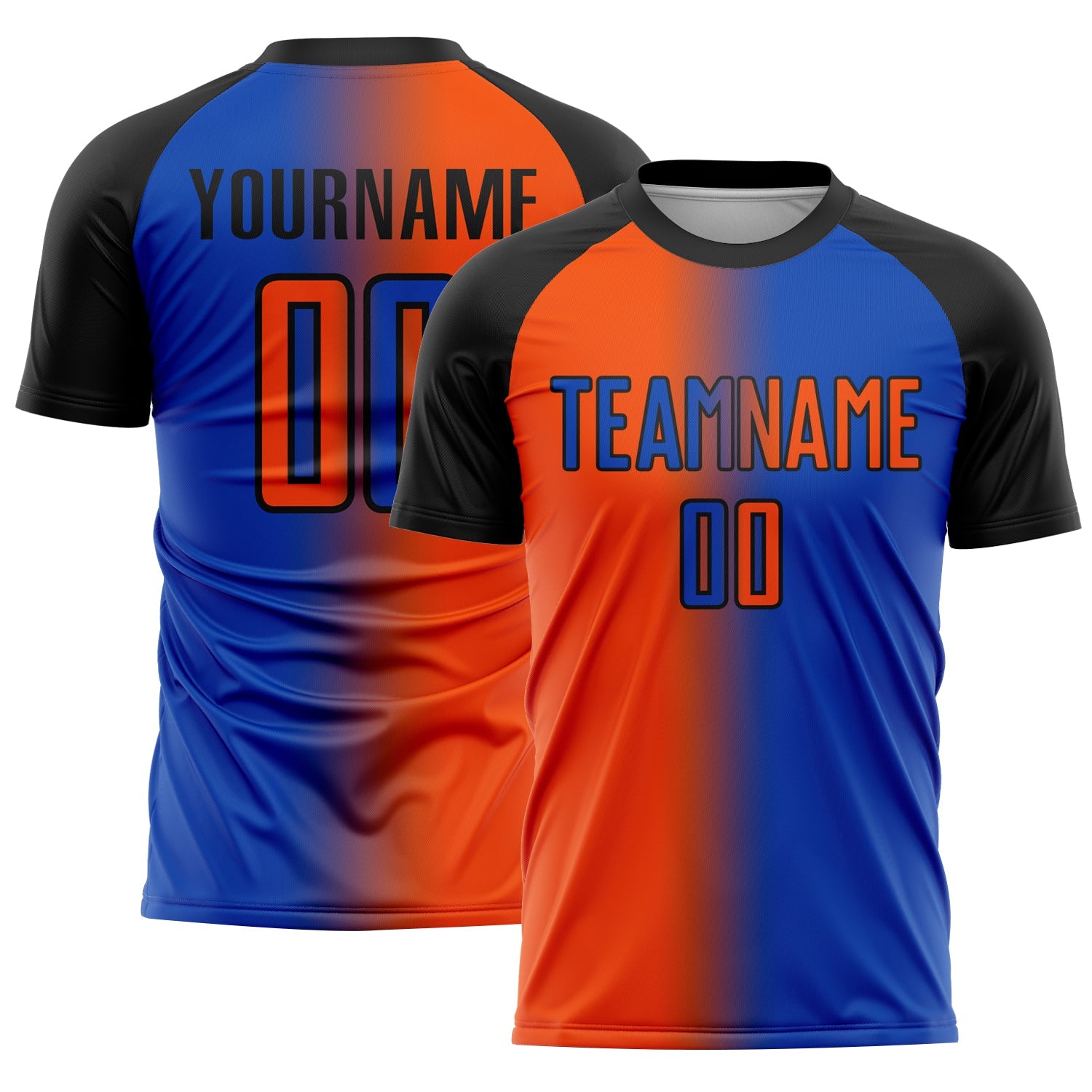 Custom Thunder Blue Orange-Black Sublimation Gradient Fashion Soccer Uniform Jersey - Sky-Custom