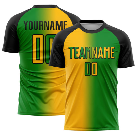 Custom Grass Green Gold-Black Sublimation Gradient Fashion Soccer Uniform Jersey - Sky-Custom