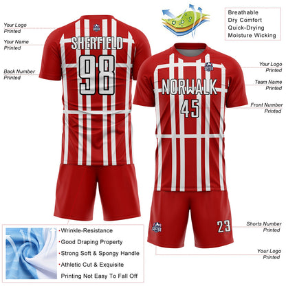 Custom Red White-Black Stripe Line Sublimation Soccer Uniform Jersey - Sky-Custom