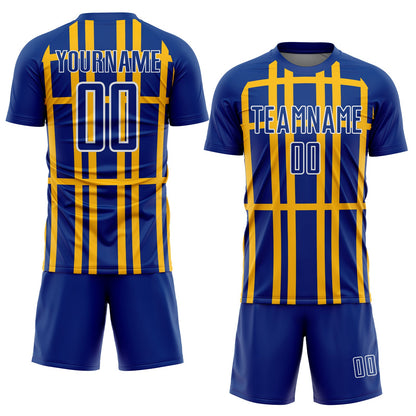 Custom Royal Gold-White Stripe Line Sublimation Soccer Uniform Jersey - Sky-Custom