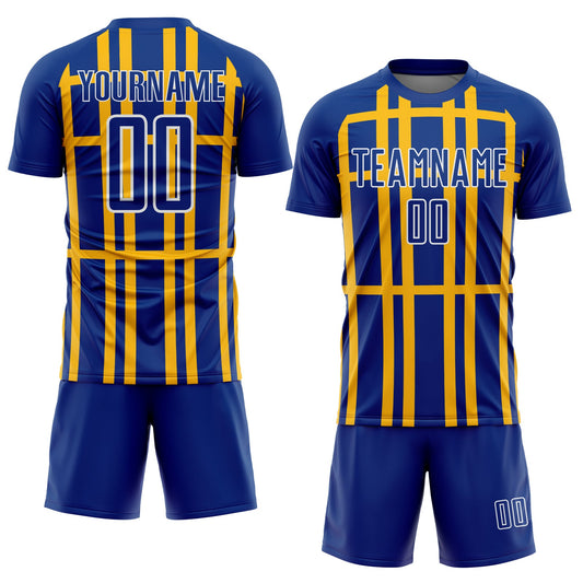 Custom Royal Gold-White Stripe Line Sublimation Soccer Uniform Jersey - Sky-Custom