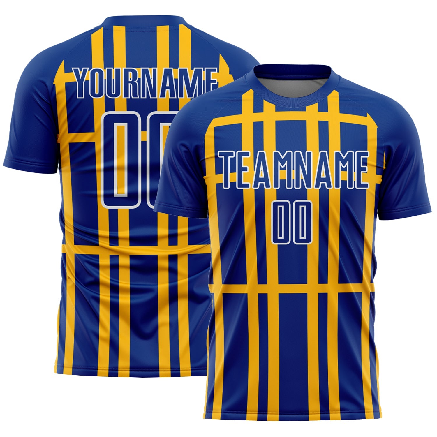 Custom Royal Gold-White Stripe Line Sublimation Soccer Uniform Jersey - Sky-Custom