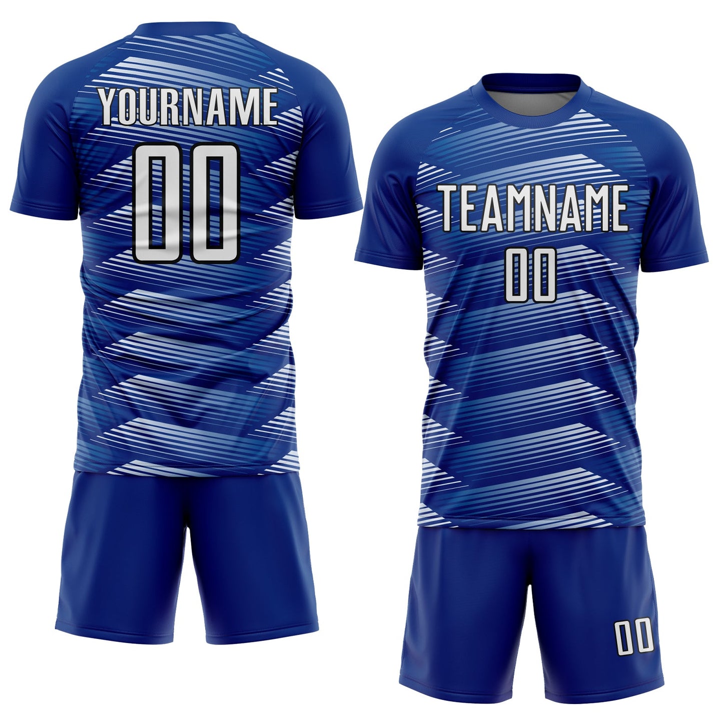 Custom Royal White-Black Stripe Line Sublimation Soccer Uniform Jersey - Sky-Custom