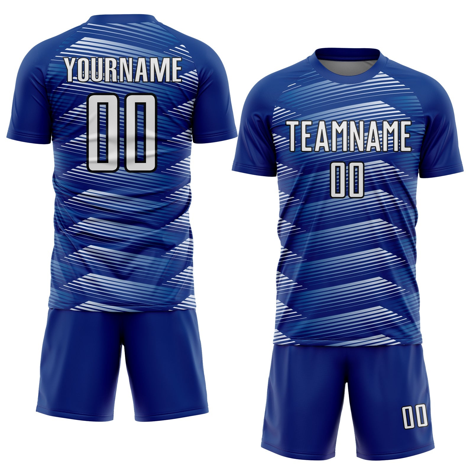 Custom Royal White-Black Stripe Line Sublimation Soccer Uniform Jersey - Sky-Custom