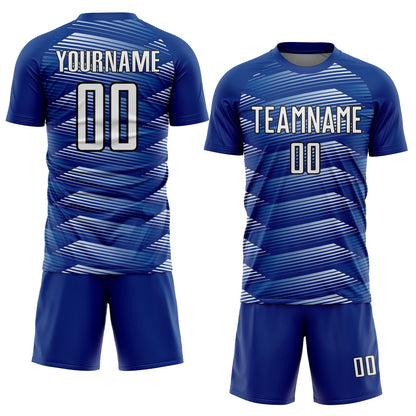 Custom Royal White-Black Stripe Line Sublimation Soccer Uniform Jersey - Sky-Custom