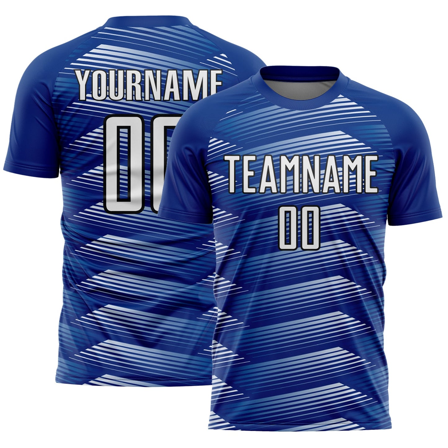 Custom Royal White-Black Stripe Line Sublimation Soccer Uniform Jersey - Sky-Custom