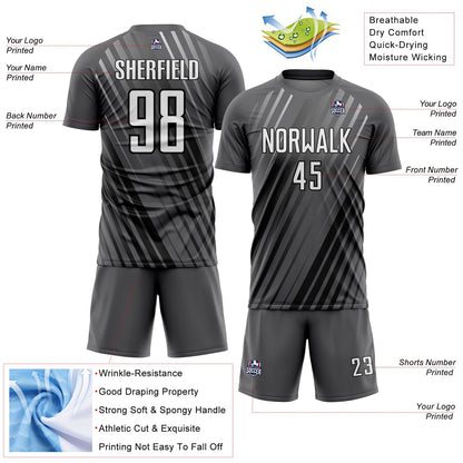 Custom Steel Gray White-Black Stripe Line Sublimation Soccer Uniform Jersey - Sky-Custom