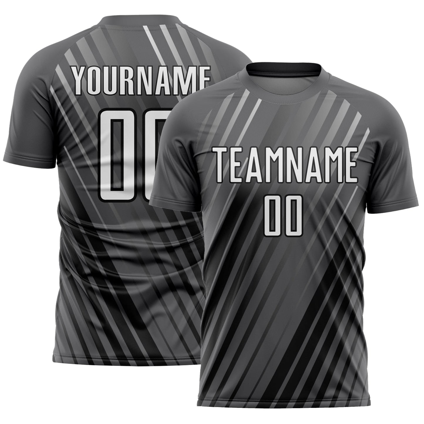 Custom Steel Gray White-Black Stripe Line Sublimation Soccer Uniform Jersey - Sky-Custom