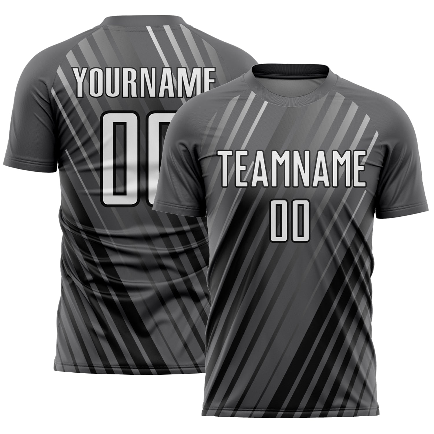 Custom Steel Gray White-Black Stripe Line Sublimation Soccer Uniform Jersey - Sky-Custom