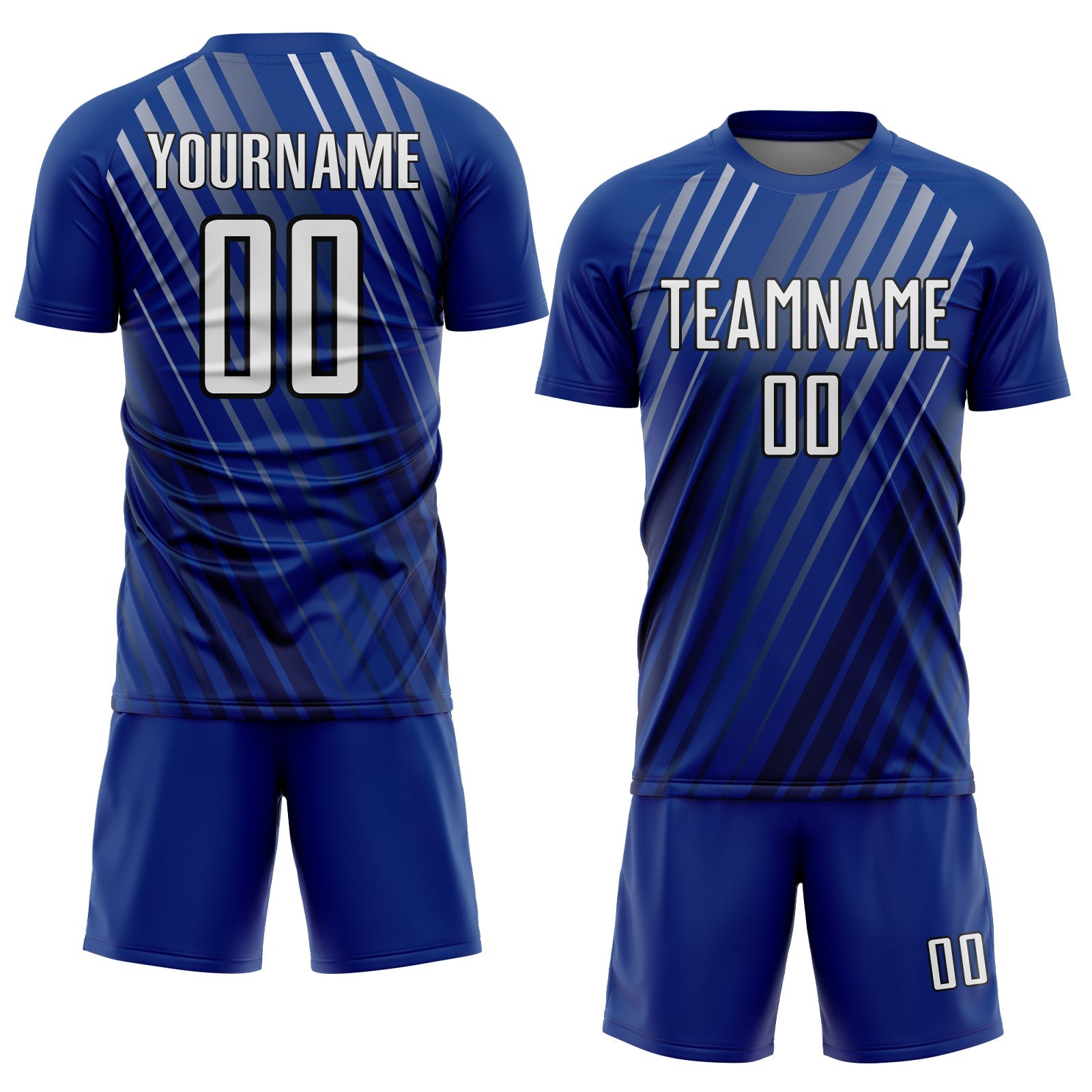Custom Royal White-Black Stripe Line Sublimation Soccer Uniform Jersey - Sky-Custom