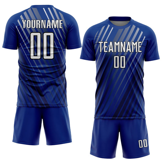 Custom Royal White-Black Stripe Line Sublimation Soccer Uniform Jersey - Sky-Custom