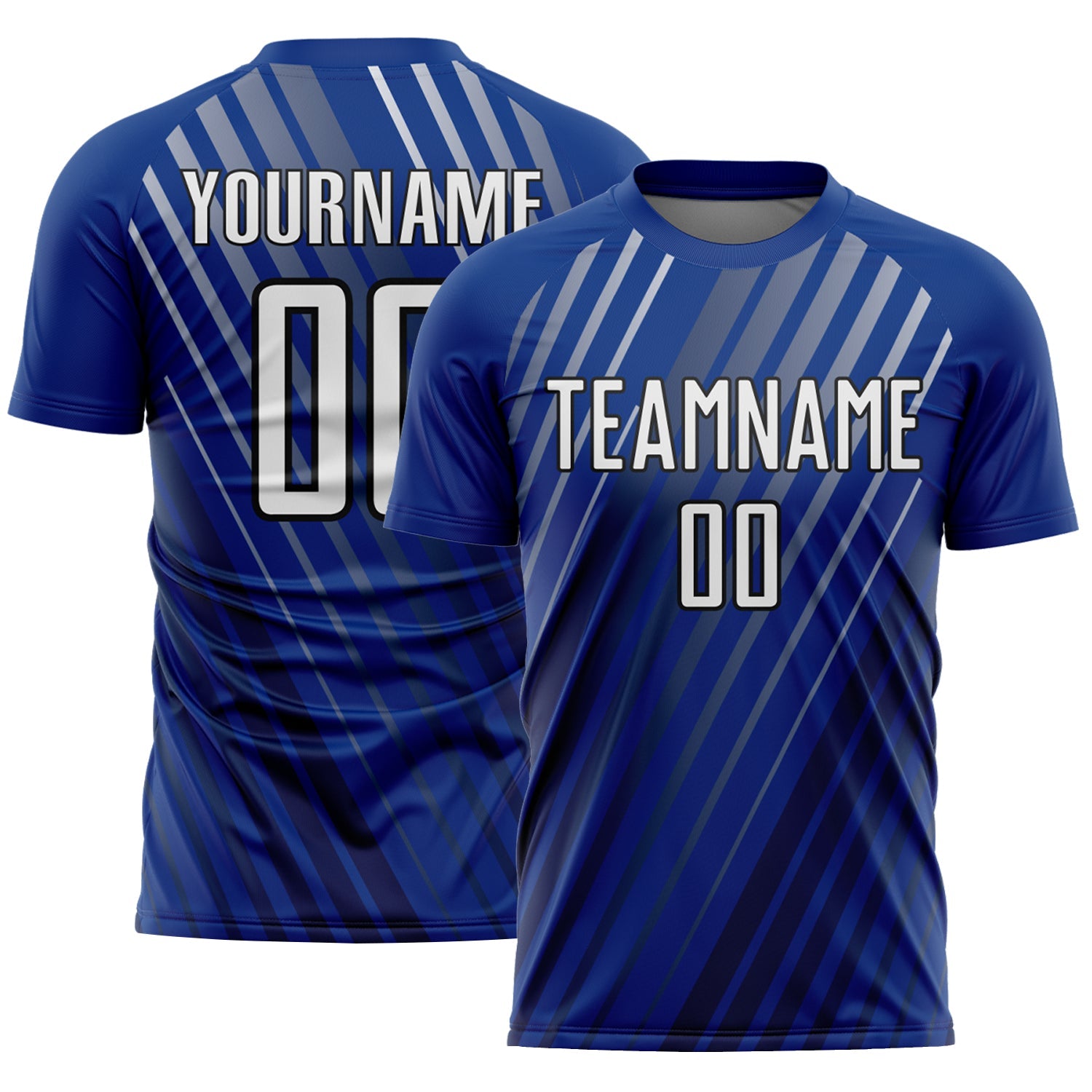 Custom Royal White-Black Stripe Line Sublimation Soccer Uniform Jersey - Sky-Custom