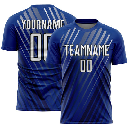 Custom Royal White-Black Stripe Line Sublimation Soccer Uniform Jersey - Sky-Custom