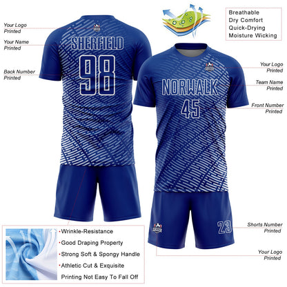 Custom Royal White Stripe Line Sublimation Soccer Uniform Jersey - Sky-Custom