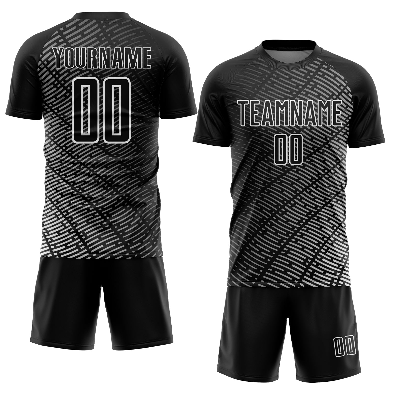 Custom Black White Stripe Line Sublimation Soccer Uniform Jersey - Sky-Custom