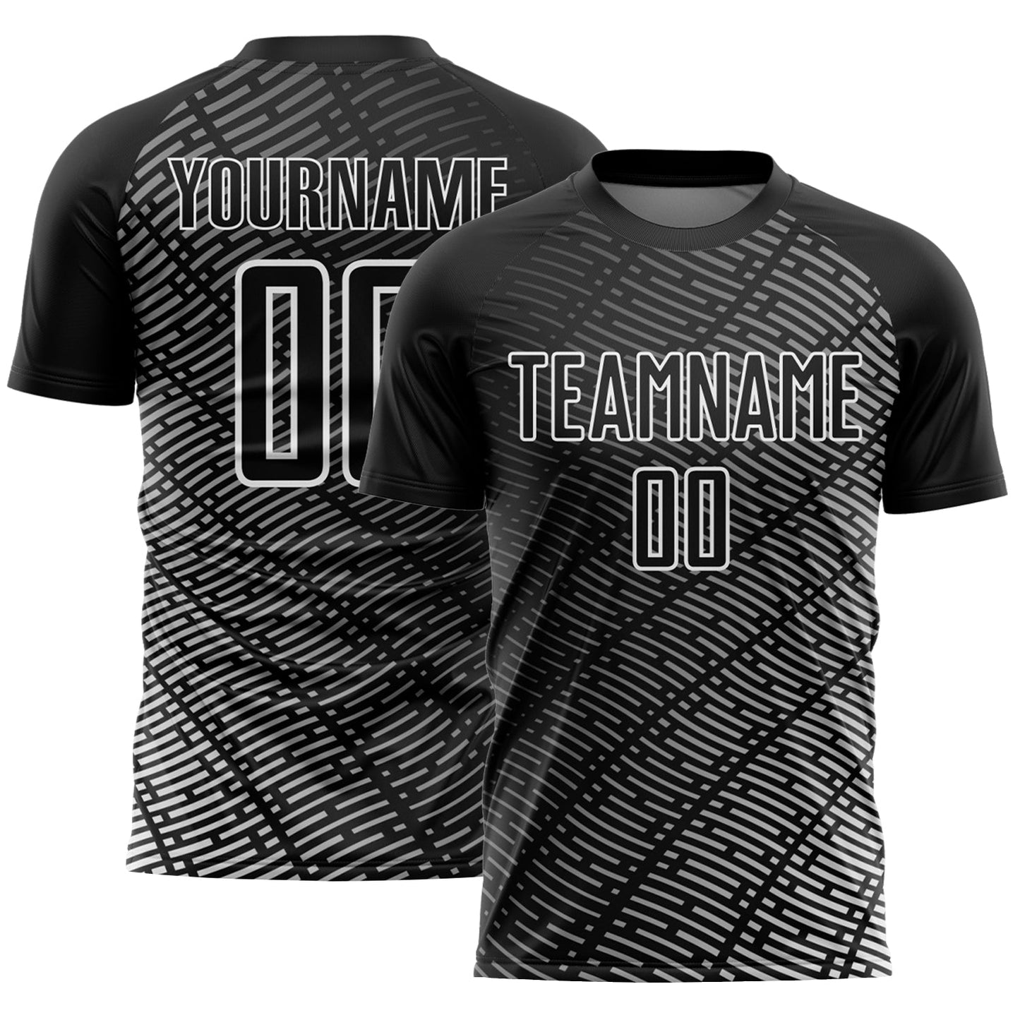 Custom Black White Stripe Line Sublimation Soccer Uniform Jersey - Sky-Custom