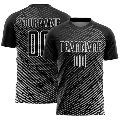 Custom Black White Stripe Line Sublimation Soccer Uniform Jersey - Sky-Custom