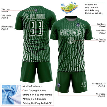 Custom Green White Stripe Line Sublimation Soccer Uniform Jersey - Sky-Custom
