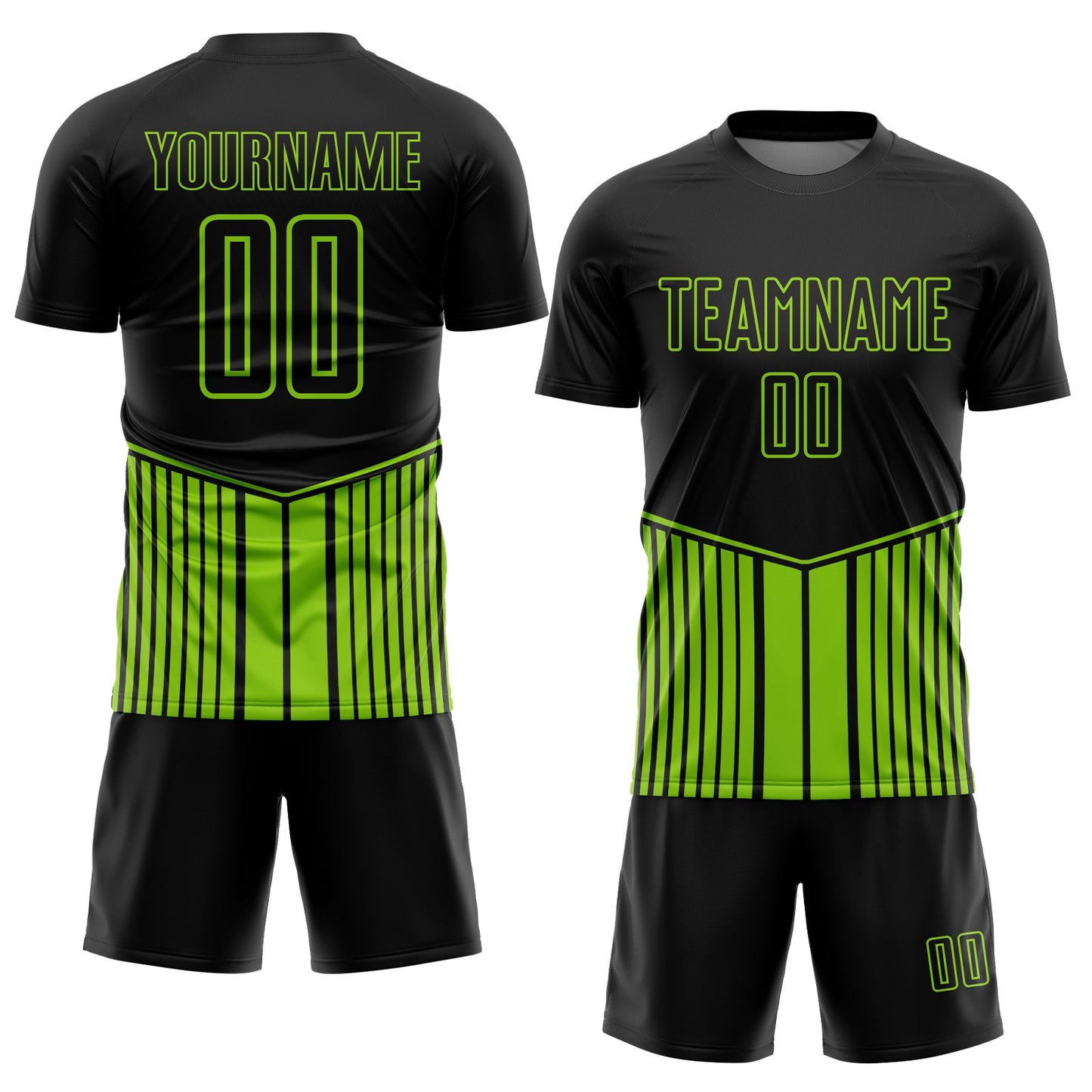 Custom Black Neon Green Stripe Line Sublimation Soccer Uniform Jersey - Sky-Custom
