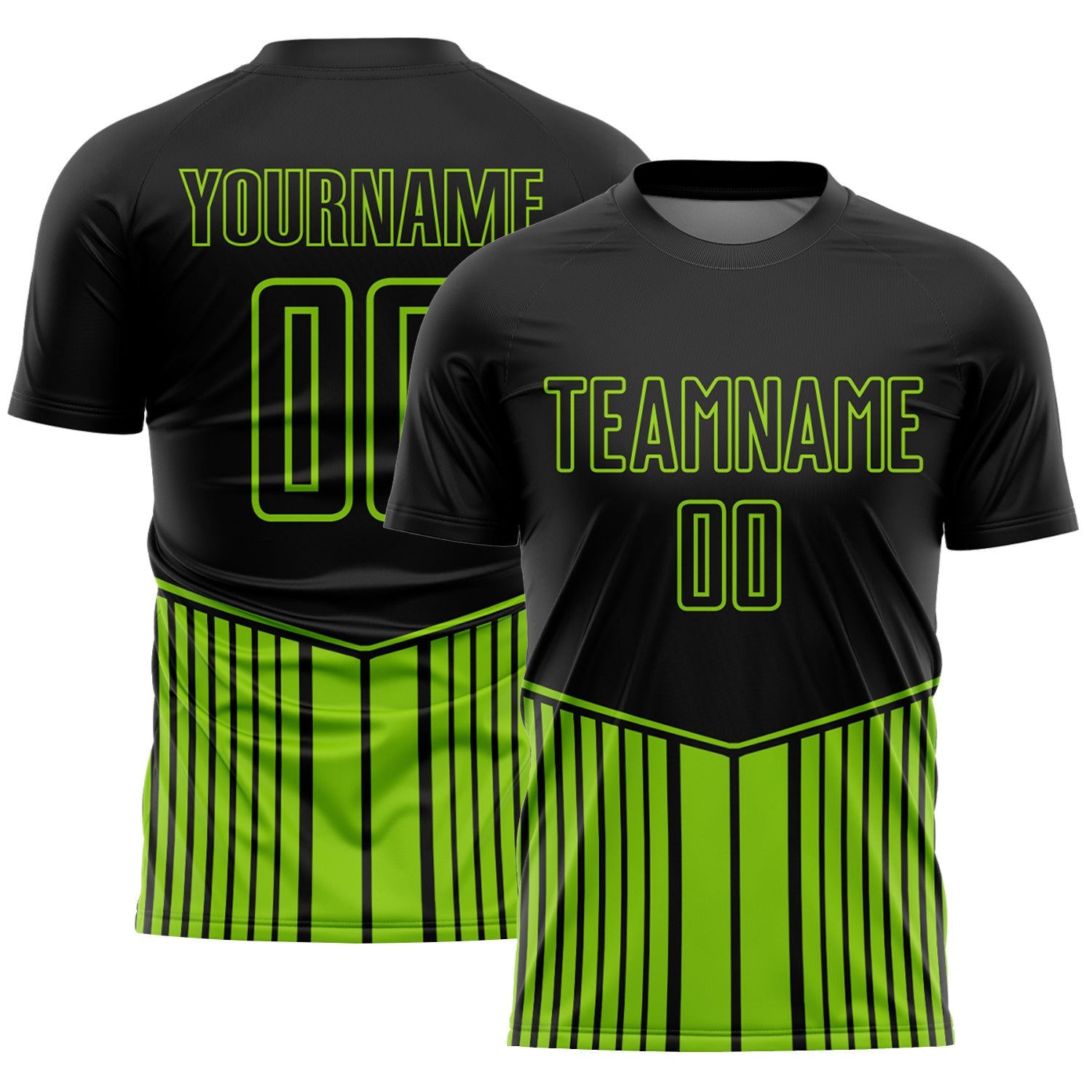 Custom Black Neon Green Stripe Line Sublimation Soccer Uniform Jersey - Sky-Custom