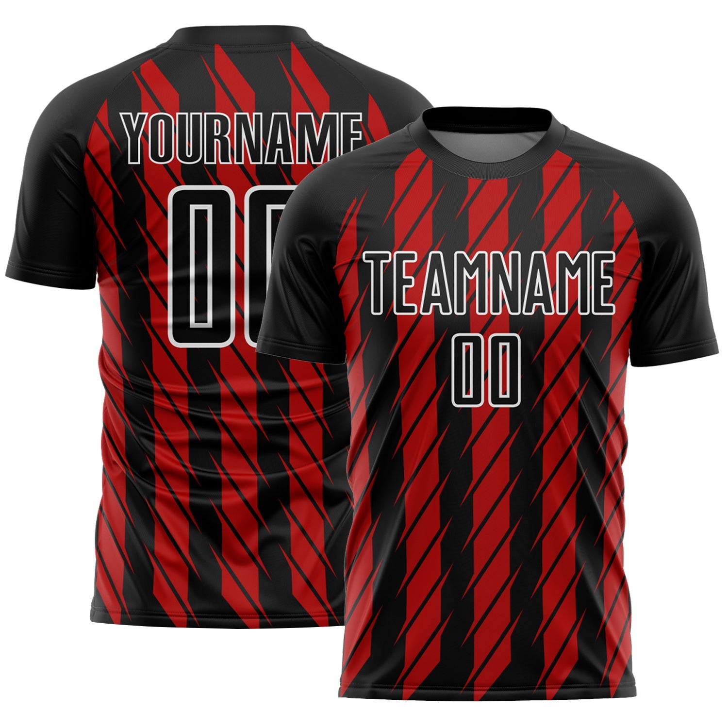 Custom Black Red-White Stripe Line Sublimation Soccer Uniform Jersey - Sky-Custom