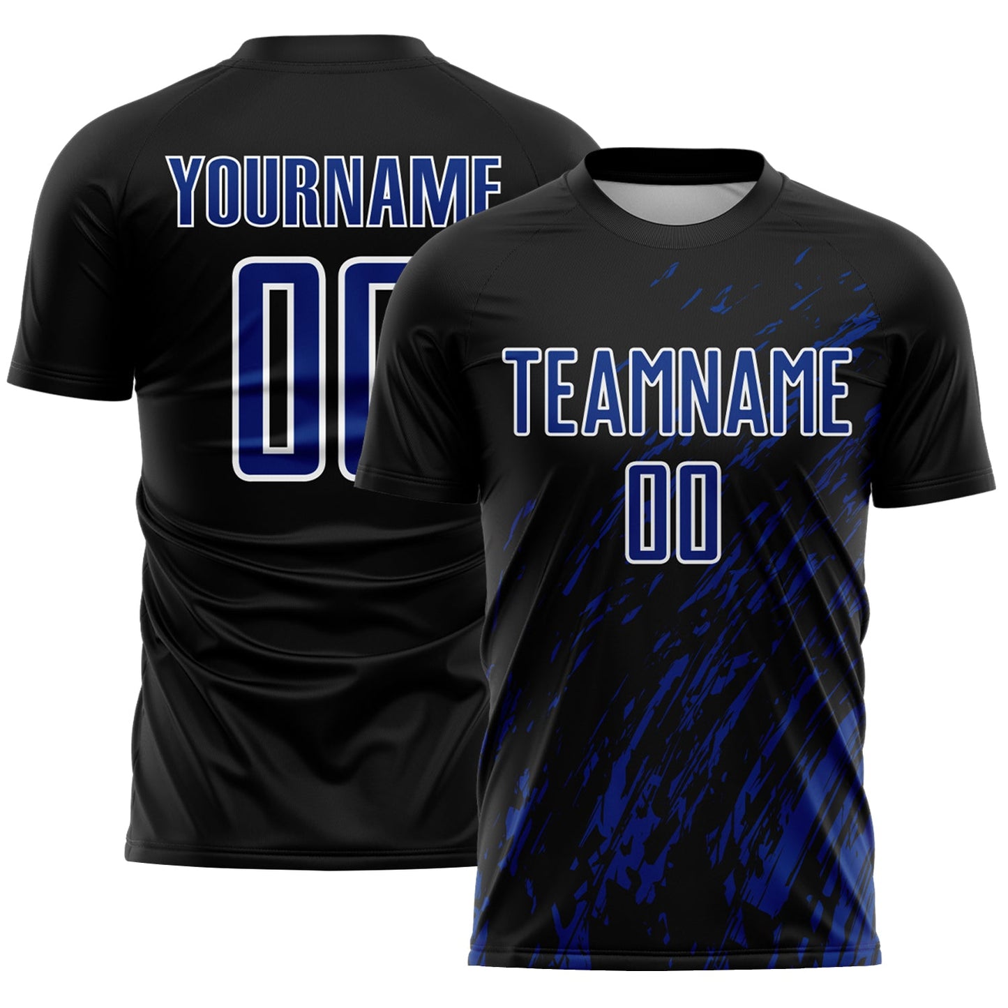 Custom Black Royal-White Splash Sublimation Soccer Uniform Jersey - Sky-Custom