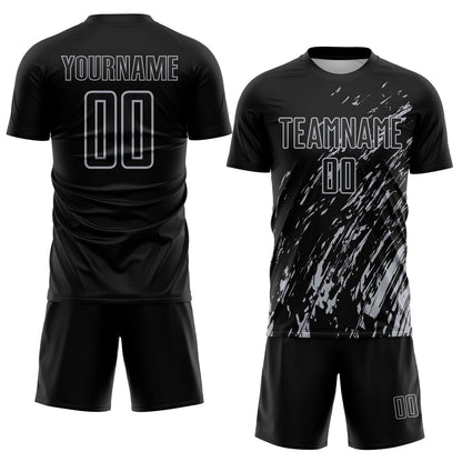 Custom Black Gray Splash Sublimation Soccer Uniform Jersey - Sky-Custom