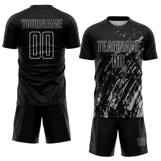 Custom Black Gray Splash Sublimation Soccer Uniform Jersey - Sky-Custom