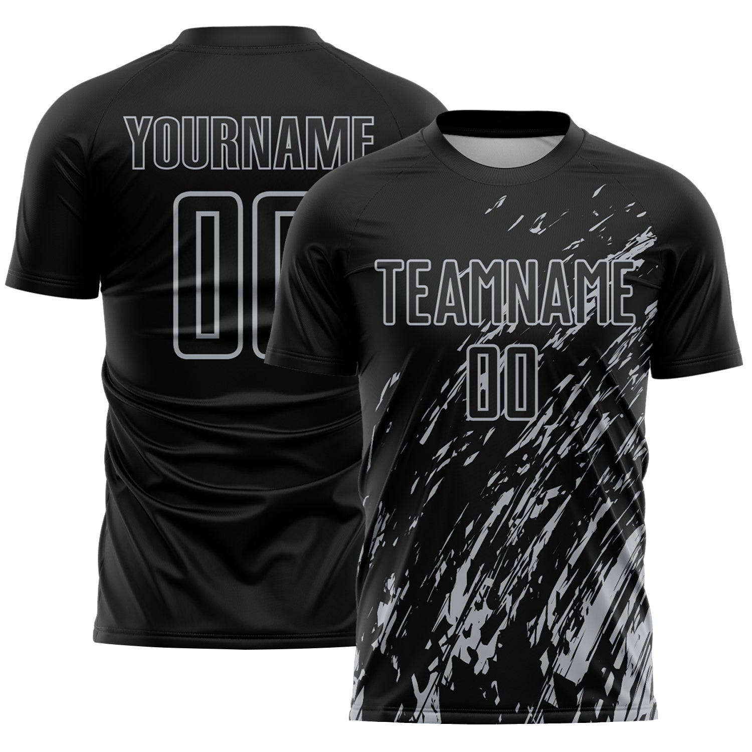 Custom Black Gray Splash Sublimation Soccer Uniform Jersey - Sky-Custom