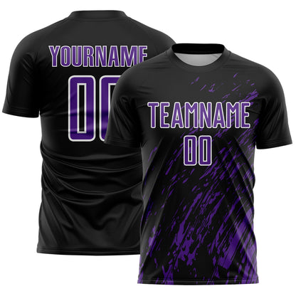 Custom Black Purple-White Splash Sublimation Soccer Uniform Jersey - Sky-Custom
