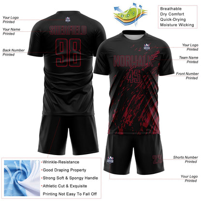 Custom Black Crimson Splash Sublimation Soccer Uniform Jersey - Sky-Custom