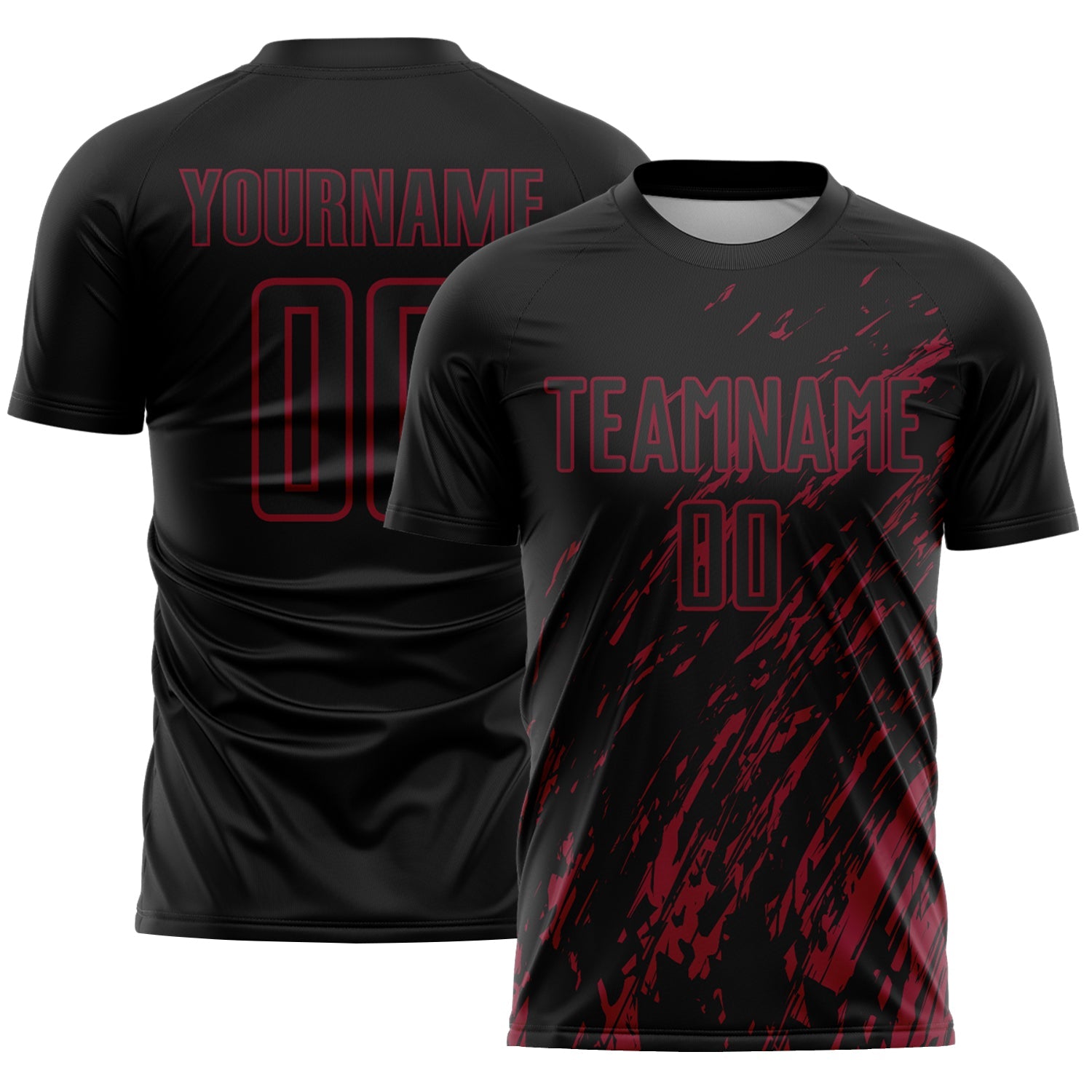 Custom Black Crimson Splash Sublimation Soccer Uniform Jersey - Sky-Custom