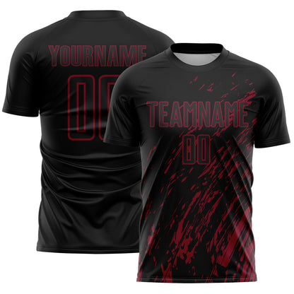 Custom Black Crimson Splash Sublimation Soccer Uniform Jersey - Sky-Custom