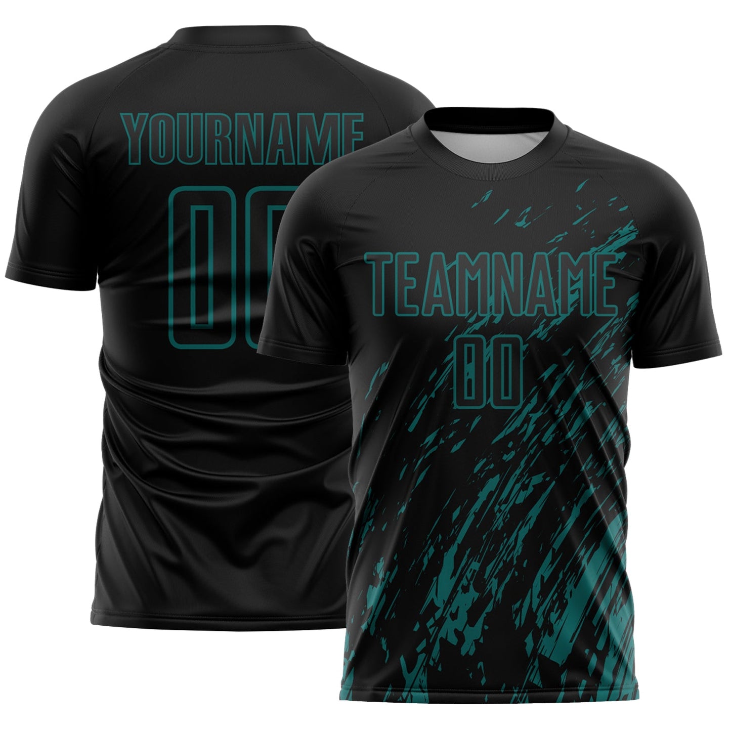 Custom Black Teal Splash Sublimation Soccer Uniform Jersey - Sky-Custom