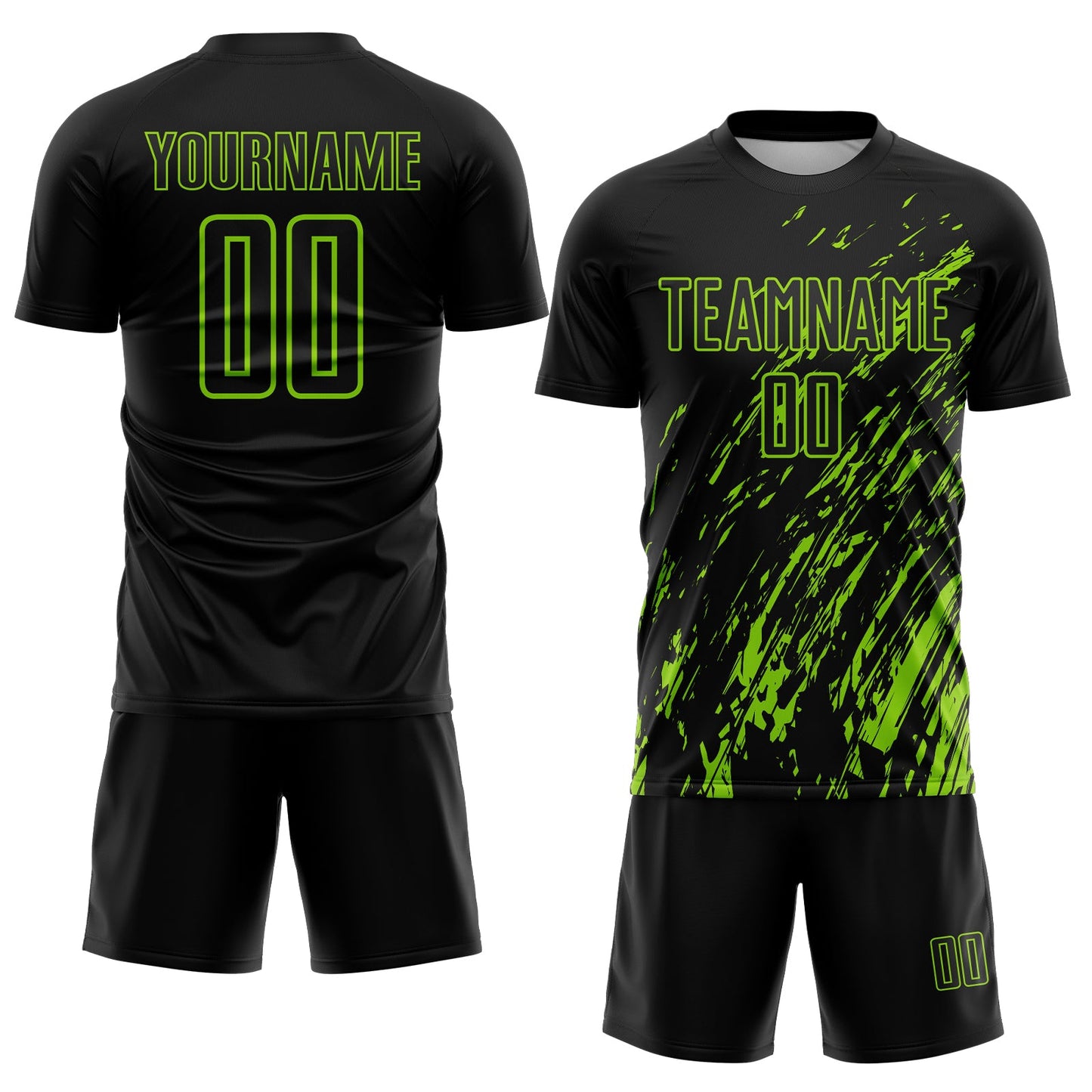 Custom Black Neon Green Splash Sublimation Soccer Uniform Jersey - Sky-Custom